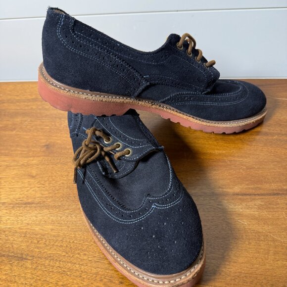 Walk Over Navy Franklin Suede Wingtip Shoes WM5011 Size 12M Vibram Gumlite - Picture 10 of 12